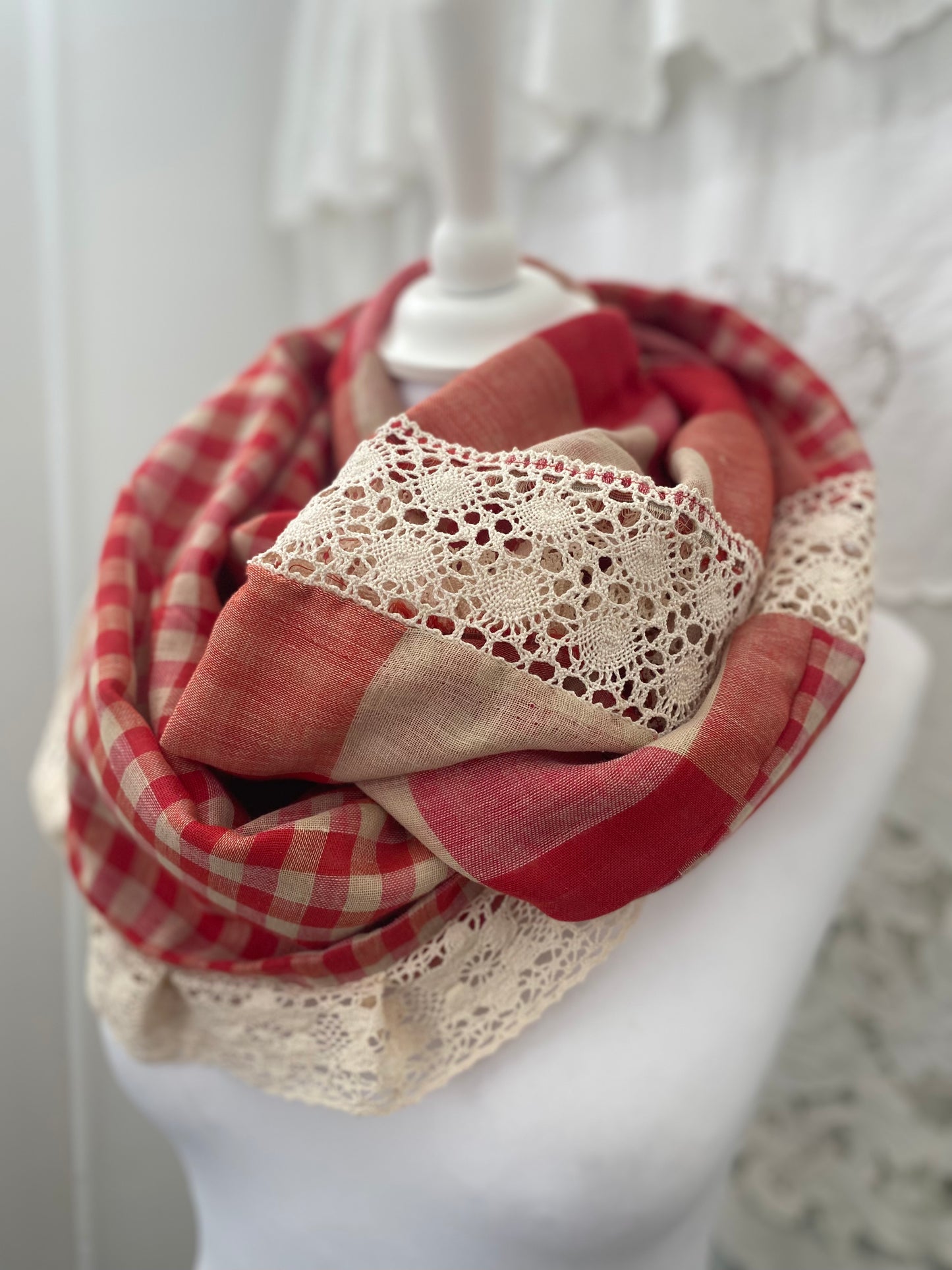 Snood Vichy rouge