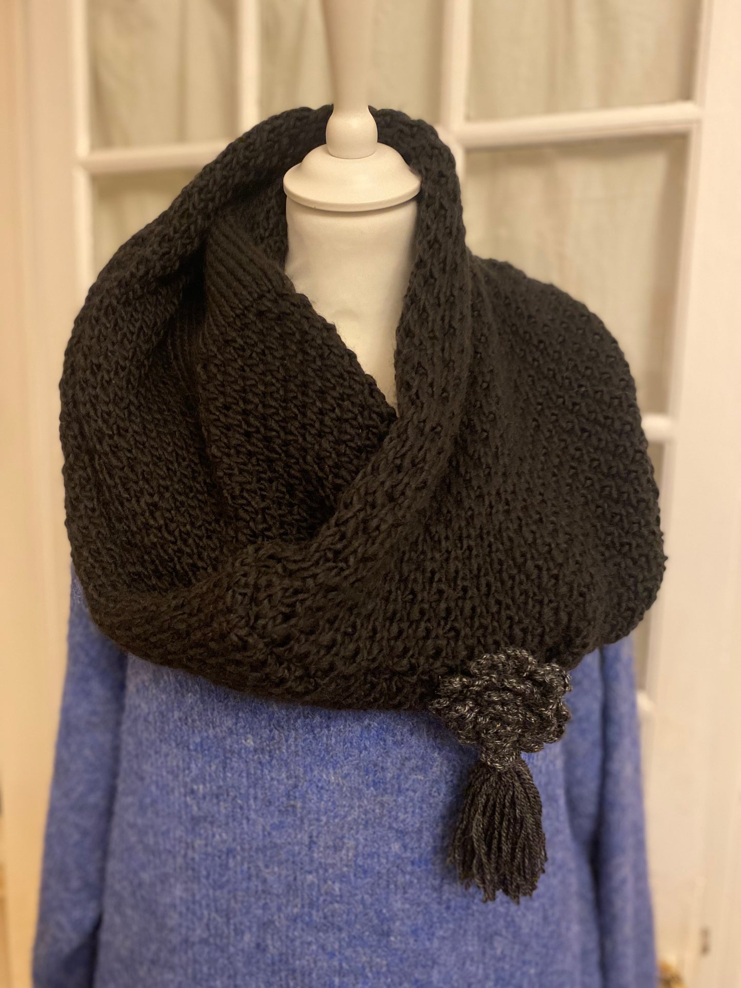 Snood noir en mohair et acrylique