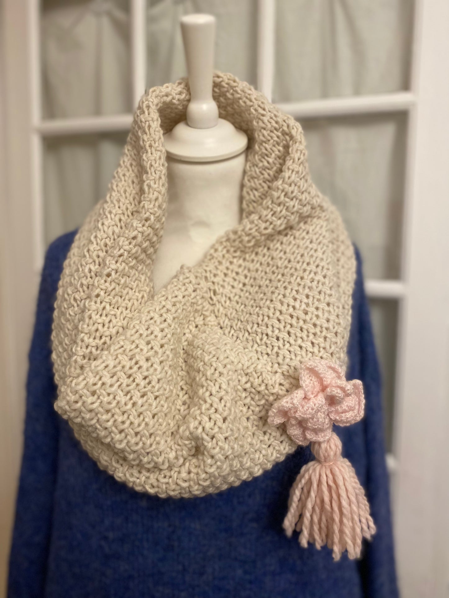 Snood creme en mohair et acrylique